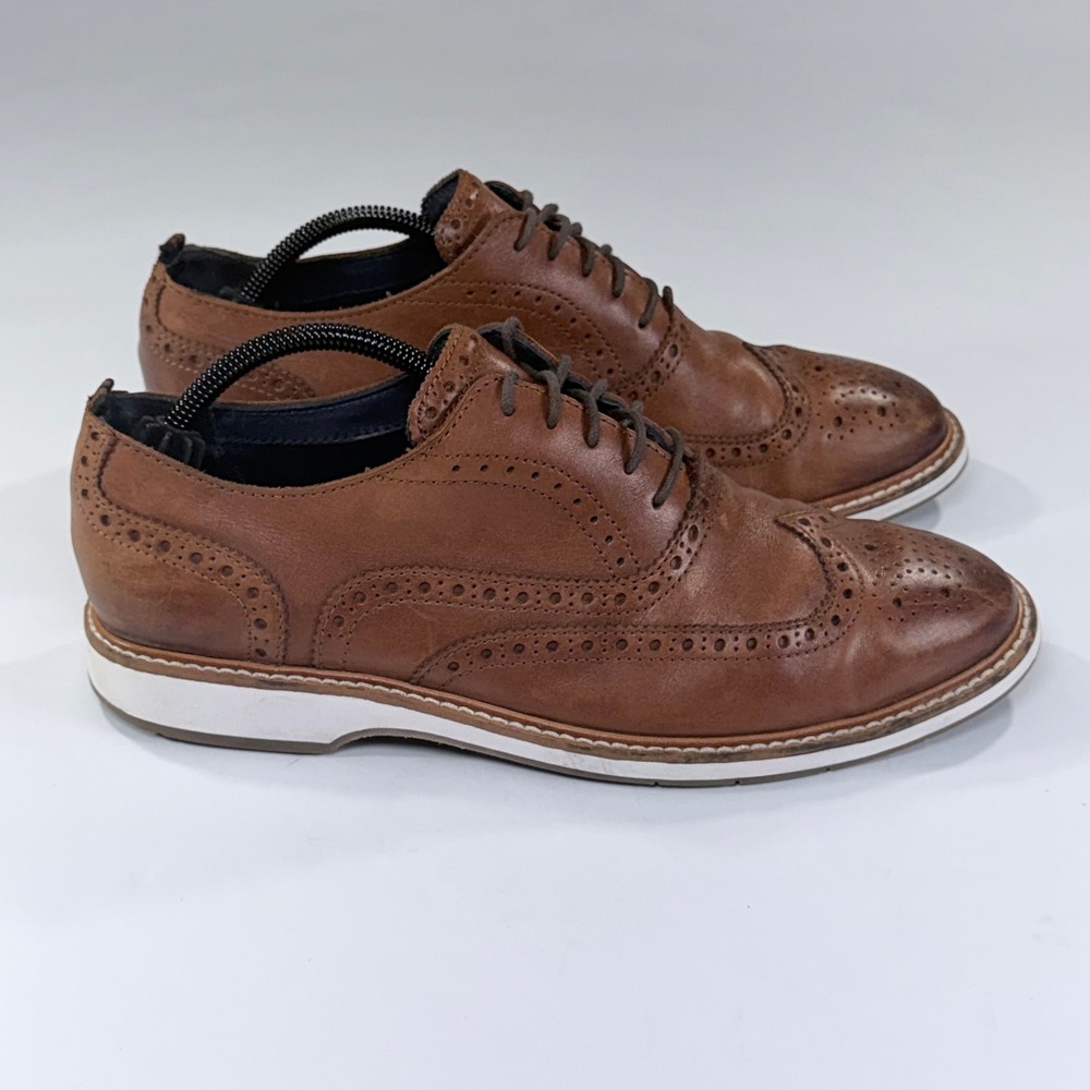 Cole Haan Grand OS Morris Oxford Shoe Men 9.5 Brown Leather Wingtip Dress Preppy